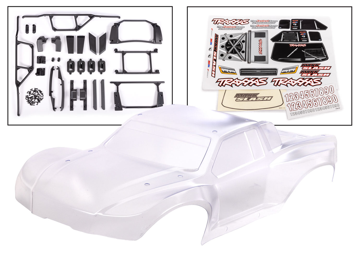 Traxxas Maxx® Slash® 1/10 Pre-Cut Short Course Truck Body Set (Clear) w/Clipless Mounts, Accessories & Decals