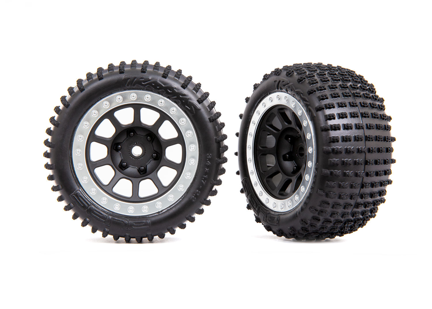 Traxxas Bandit Alias 2.2" Rear Pre-Mounted Tires (Black/Chrome) (2) (Medium) w/12mm Hex
