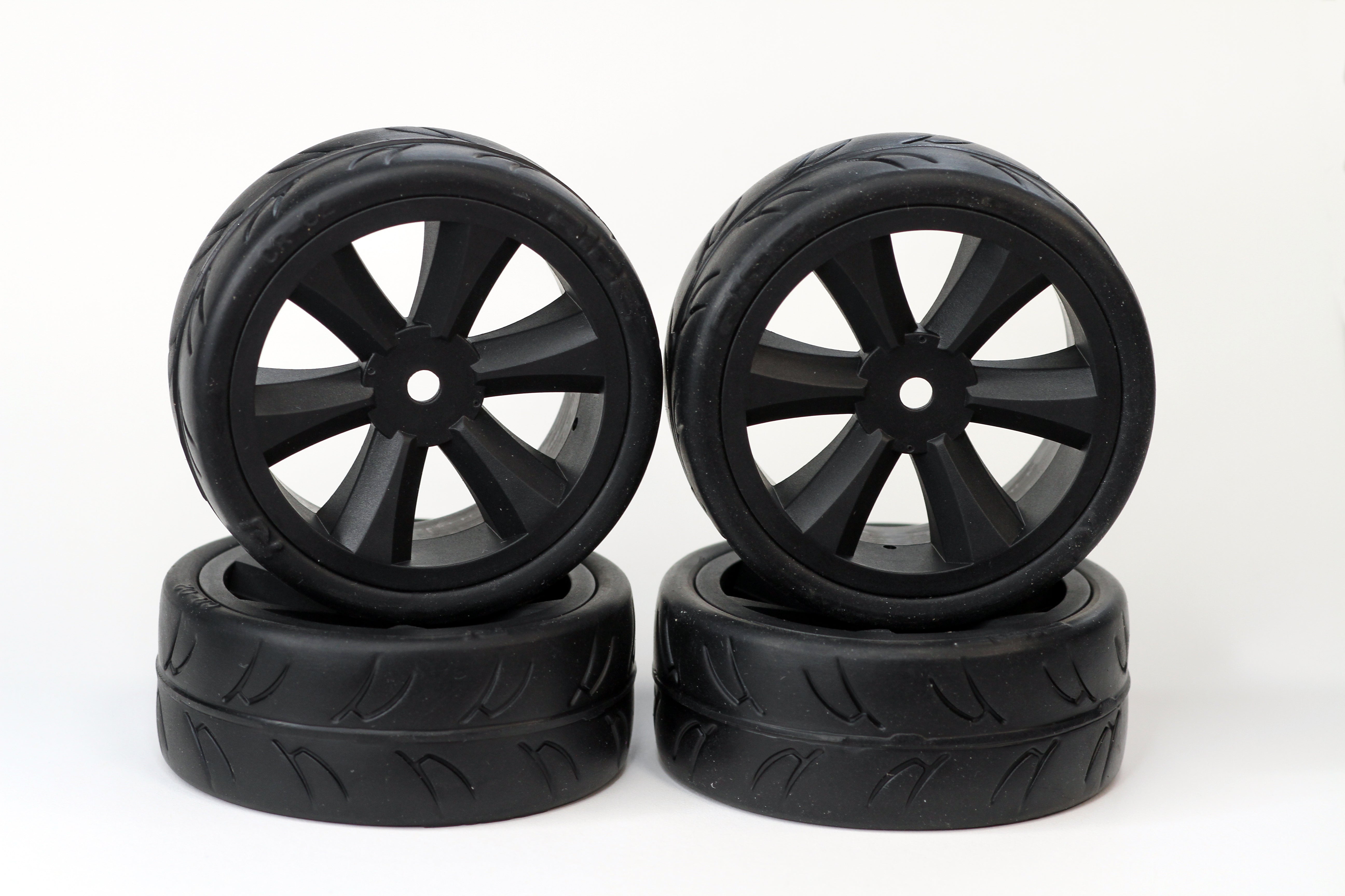 Gravity RC USGT Pre-Mounted GT Rubber Tires w/GT Wheel (Black) (4) w/12mm Hex