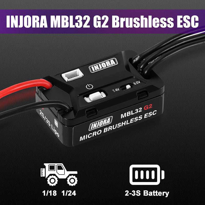 INJORA MBL32 G2 Waterproof Brushless ESC & 2204 Fat Viper Motor For 1/18 TRX4M