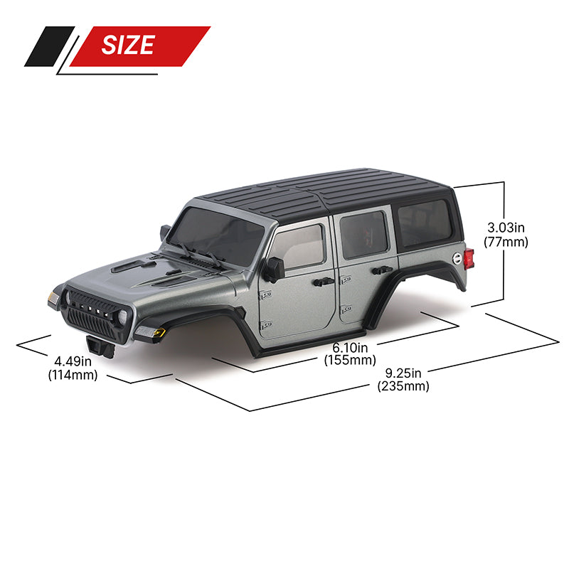 INJORA ABS Hard Top Body With Bumpers For 155mm 1/18 TRX4M (Silver)