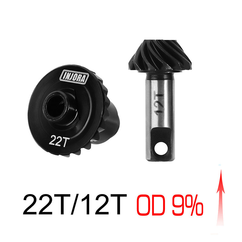 INJORA 22T/12T (OVERDRIVE 9%) Alloy Steel Helical Gears For 1/18 TRX4M