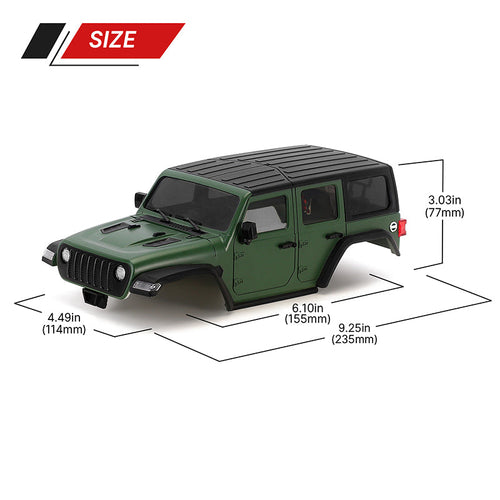 INJORA ABS Hard Top Body With Bumpers For 155mm 1/18 TRX4M (Green)