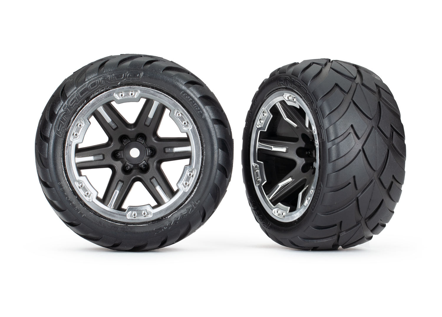 Traxxas Anaconda 2.8" Pre-Mounted Tires w/RXT Wheels (2) (Black Chrome)