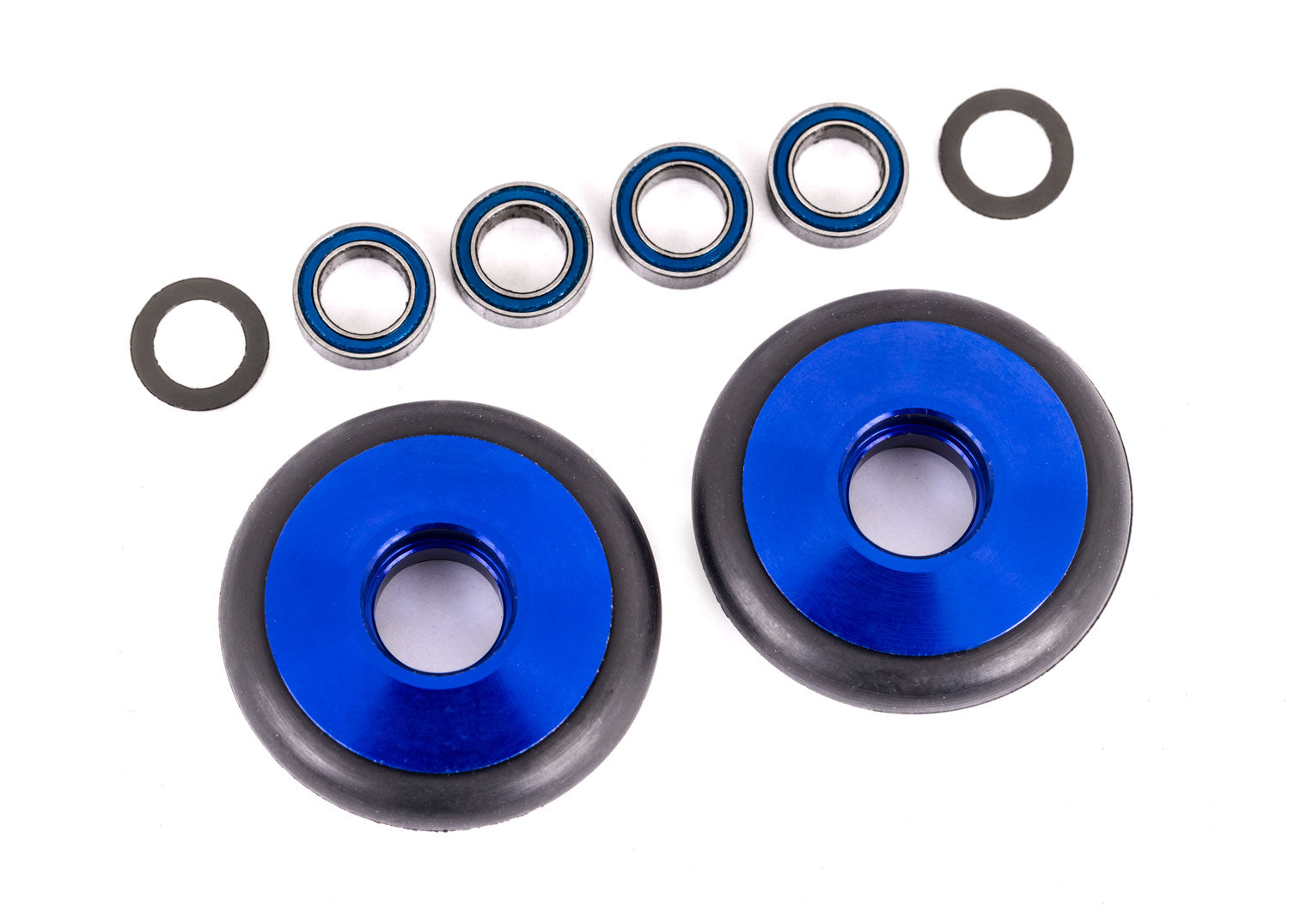 Traxxas Bandit/Rustler/Stampede 2WD Aluminum Wheelie Bar Wheels (Blue) (2)