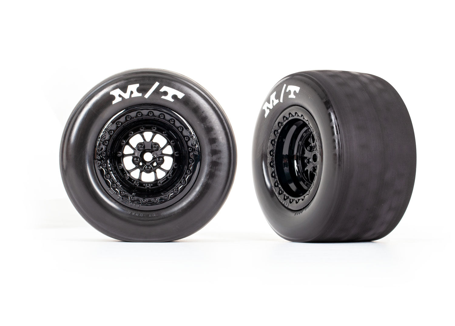 Traxxas Drag Slash Rear Pre-Mounted Tires (Gloss Black) (2) w/Weld Wheels & 12mm Hex