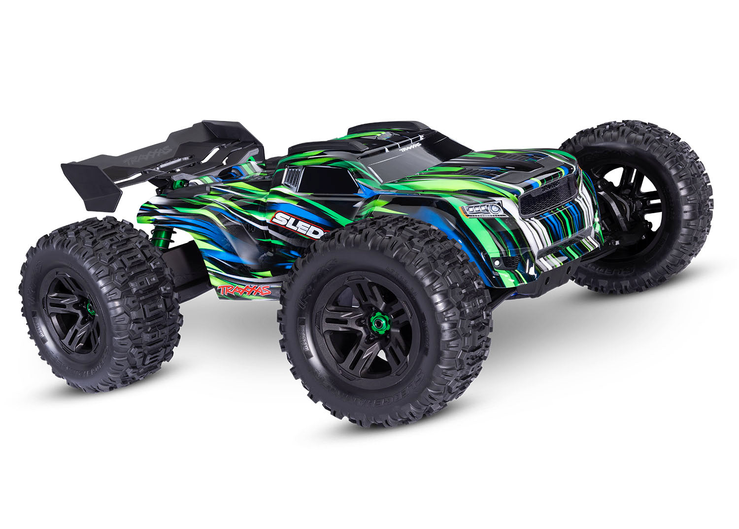 Traxxas Sledge RTR 6S 4WD Electric Brushless 1/8 Monster Truck (Green) w/Belted Sledgehammer Tires & TQi 2.4GHz TSM Radio