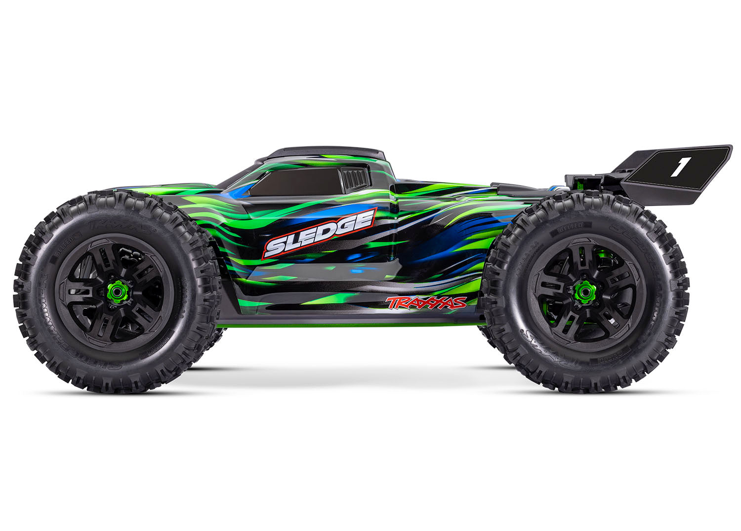 Traxxas Sledge RTR 6S 4WD Electric Brushless 1/8 Monster Truck (Green) w/Belted Sledgehammer Tires & TQi 2.4GHz TSM Radio