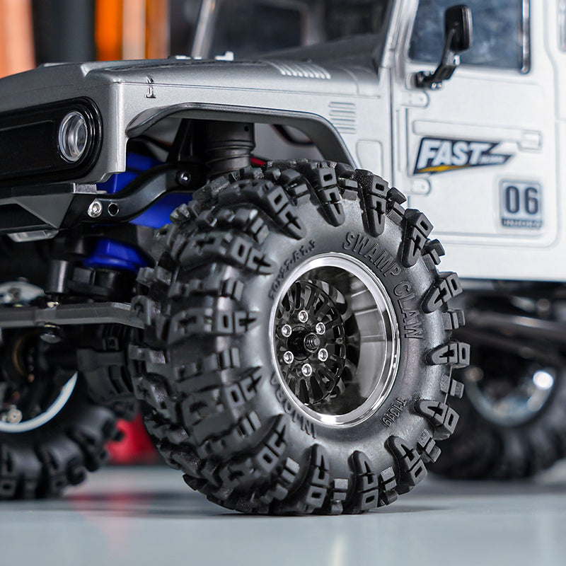 INJORA 1.3" ModuWheel Silver Beadlock Wheels Negative Offset For 1/18 1/24 RC Crawlers