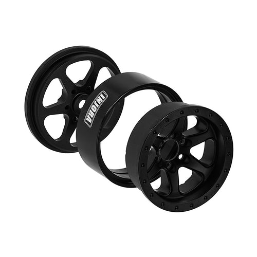 INJORA 1.3" Aluminum Beadlock Wheels Offset -4.05mm For 1/24 1/18 RC Crawlers (W1309) Black