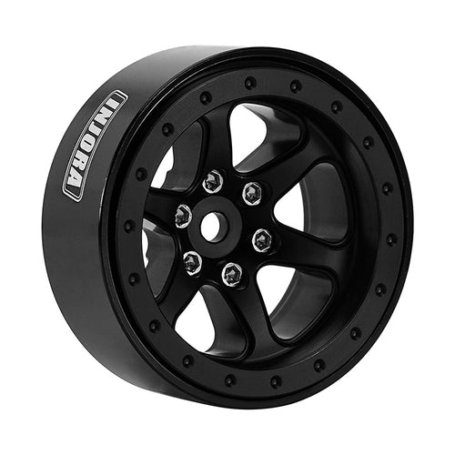 INJORA 1.3" Aluminum Beadlock Wheels Offset -4.05mm For 1/24 1/18 RC Crawlers (W1309) Black