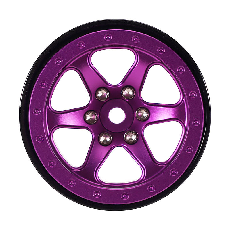 INJORA 1.3" Aluminum Beadlock Wheels Offset -4.05mm For 1/24 1/18 RC Crawlers (W1309) Purple