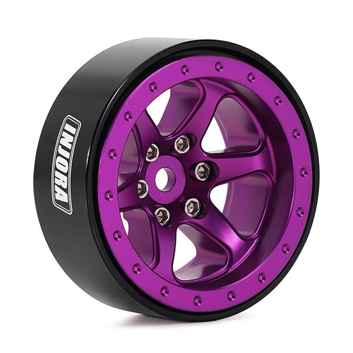 INJORA 1.3" Aluminum Beadlock Wheels Offset -4.05mm For 1/24 1/18 RC Crawlers (W1309) Purple