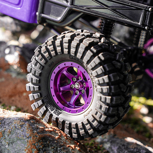 INJORA 1.3" Aluminum Beadlock Wheels Offset -4.05mm For 1/24 1/18 RC Crawlers (W1309) Purple