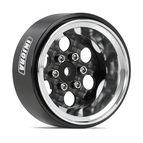 INJORA 1.3" ModuWheel Silver Beadlock Wheels Negative Offset For 1/18 1/24 RC Crawlers