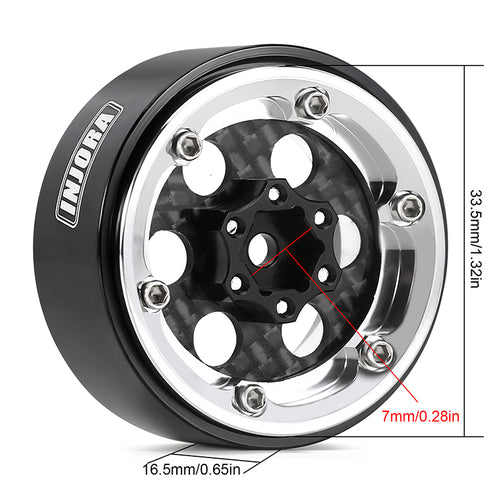 INJORA 1.3" ModuWheel Silver Beadlock Wheels Negative Offset For 1/18 1/24 RC Crawlers