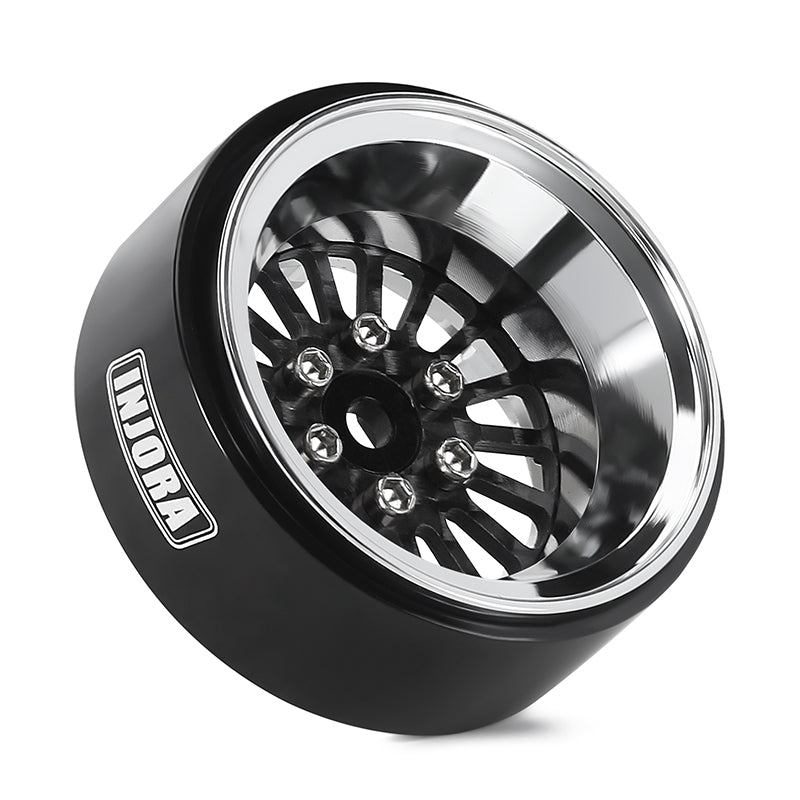 INJORA 1.3" ModuWheel Silver Beadlock Wheels Negative Offset For 1/18 1/24 RC Crawlers