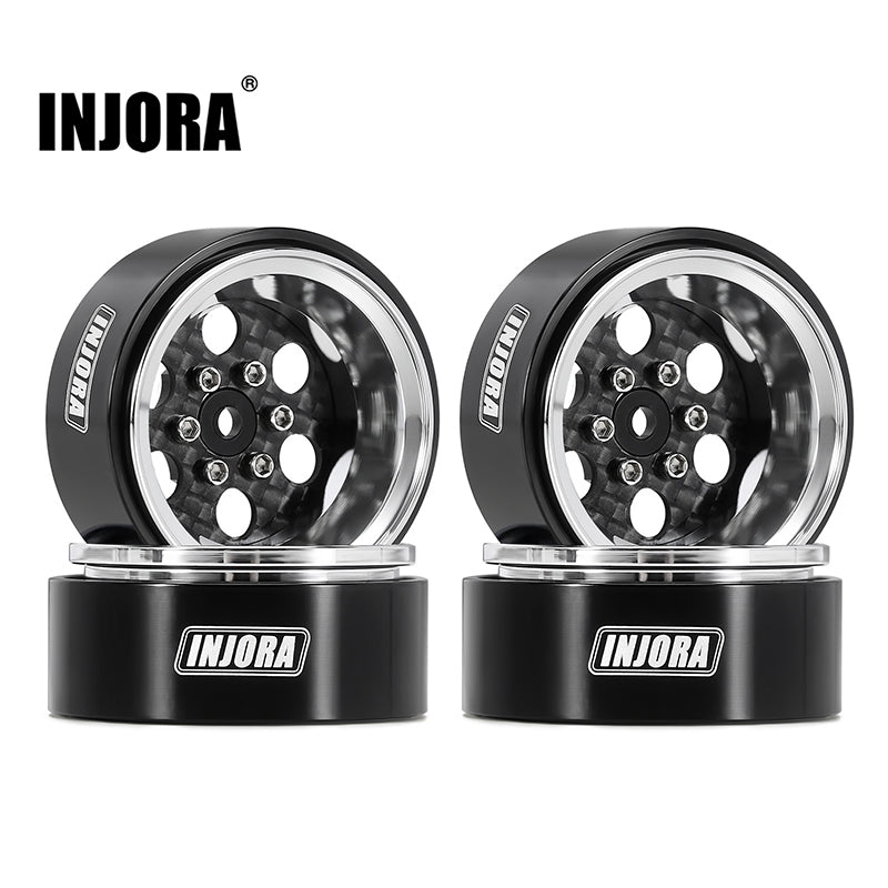 INJORA 1.3" ModuWheel Silver Beadlock Wheels Negative Offset For 1/18 1/24 RC Crawlers