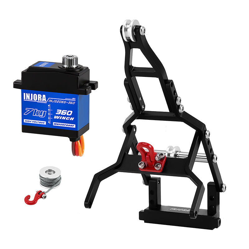 INJORA Tow Truck Crane Kit & INJS2065-360 Winch Servo For 1/18 TRX4M (Black)