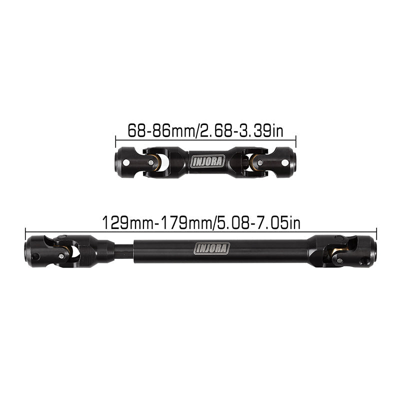 INJORA Axial SCX10 & SCX10 II 2PCS DRIVE SHAFTS (BLACK)