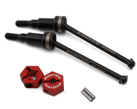 Exotek Arrma Grom Front Steel CVD Driveshafts w/Aluminum Hex Adapters (Red) (2) (Typhon/Granite)