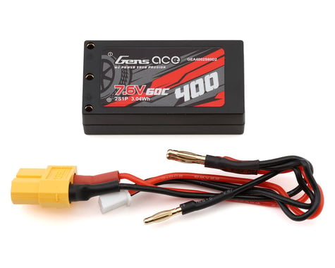 Gens Ace 2S 60C Hardcase Shorty LiHV Battery (7.6V/340mAh) w/2mm Bullets