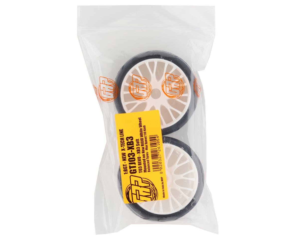 GRP Tires GT - TO3 Revo Belted Pre-Mounted 1/8 Buggy Tires (White) (2) (XB3) w/RIGID Wheel