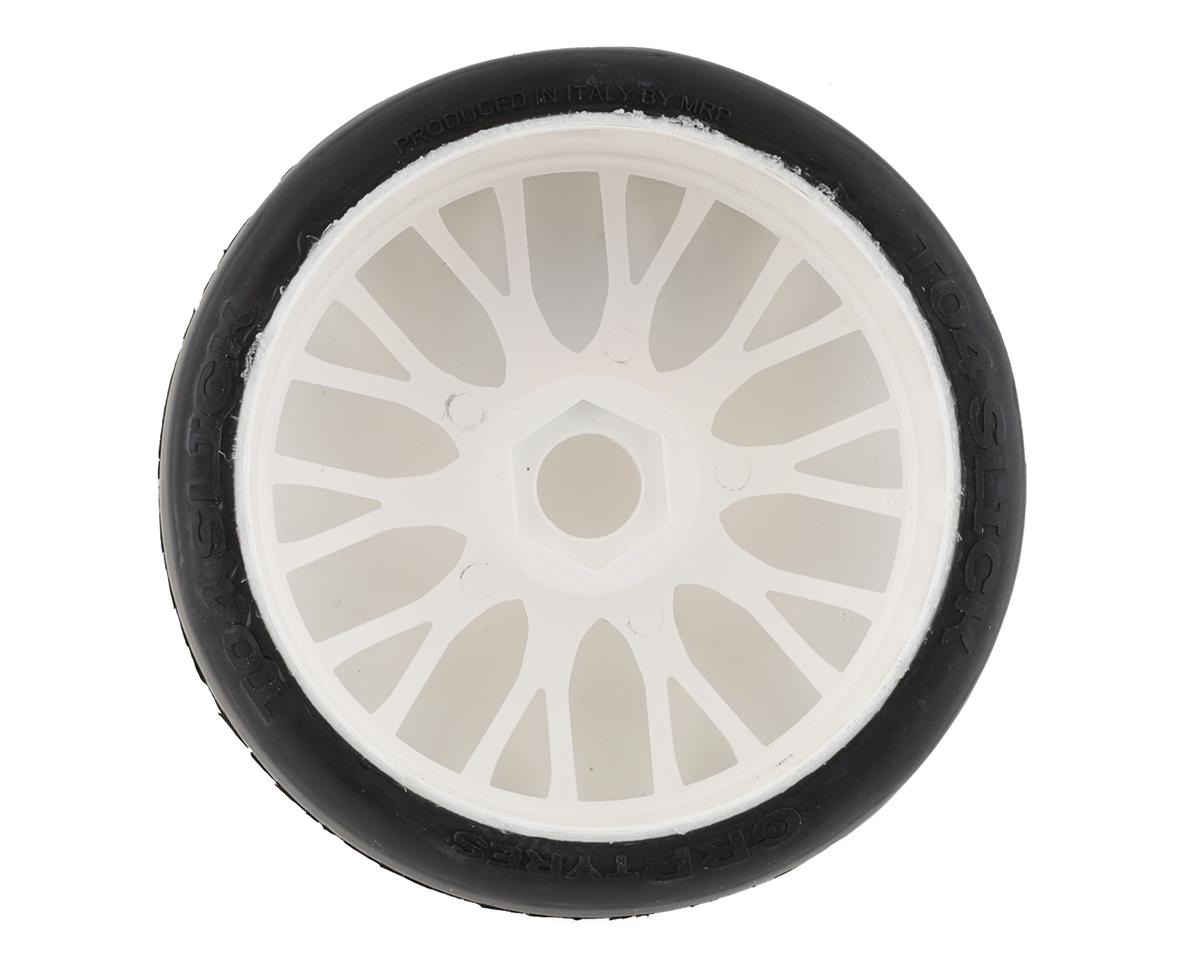 GRP Tires GT - TO4 Slick Belted Pre-Mounted 1/8 Buggy Tires (White) (2) (XB3) w/RIGID Wheel