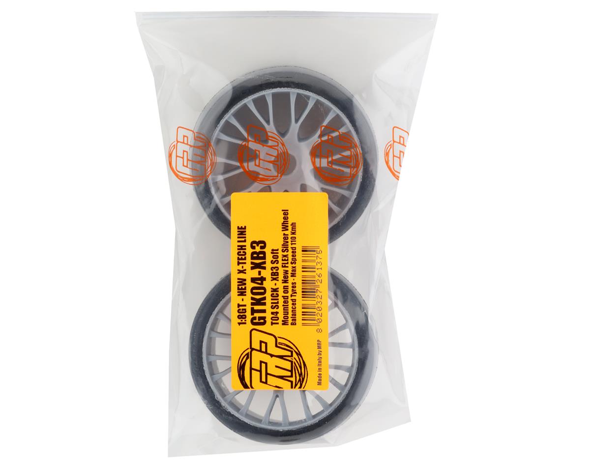 GRP Tires GT - TO4 Slick Belted Pre-Mounted 1/8 Buggy Tires (Silver) (2) (XB3) w/FLEX Wheel