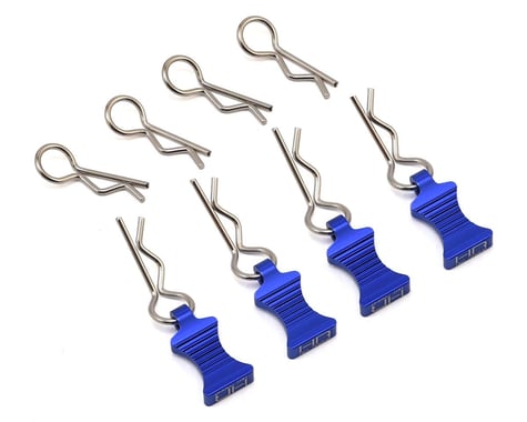 Hot Racing 1/10 Aluminum EZ Pulls w/Body Clips (Blue) (4)