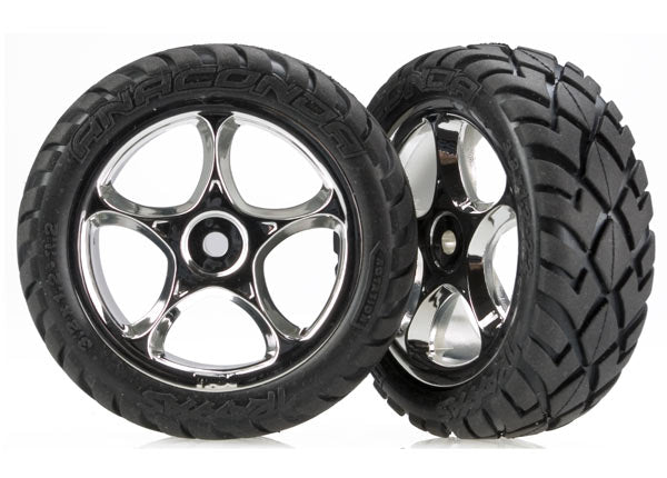 Traxxas Anaconda Front Tires w/Tracer 2.2" Wheels (2) (Chrome) (Standard)