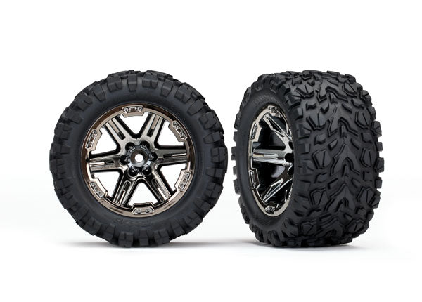 Traxxas Talon EXT 2.8" Pre-Mounted Tires w/RXT Wheels (Black Chrome) (2) w/12mm (2wd Electric Rear)