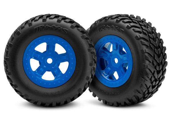 Traxxas 1/18 SCT Pre-Mounted Tires w/SCT Wheels (Blue) (2)