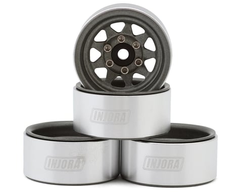 Injora 1.0" Deep Dish Stamped Steel Micro Rock Crawler Beadlock Wheels (15g ea) (Grey) (4)