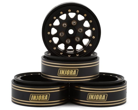Injora 1.3" D-Slot Brass Micro Rock Crawler Beadlock Wheels (68g ea) (Black) (4)
