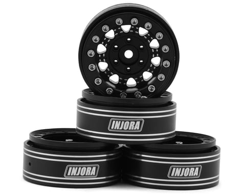Injora 1.3" D-Slot Aluminum Micro Crawler Beadlock Wheels (27g ea) (Black/Black) (4)