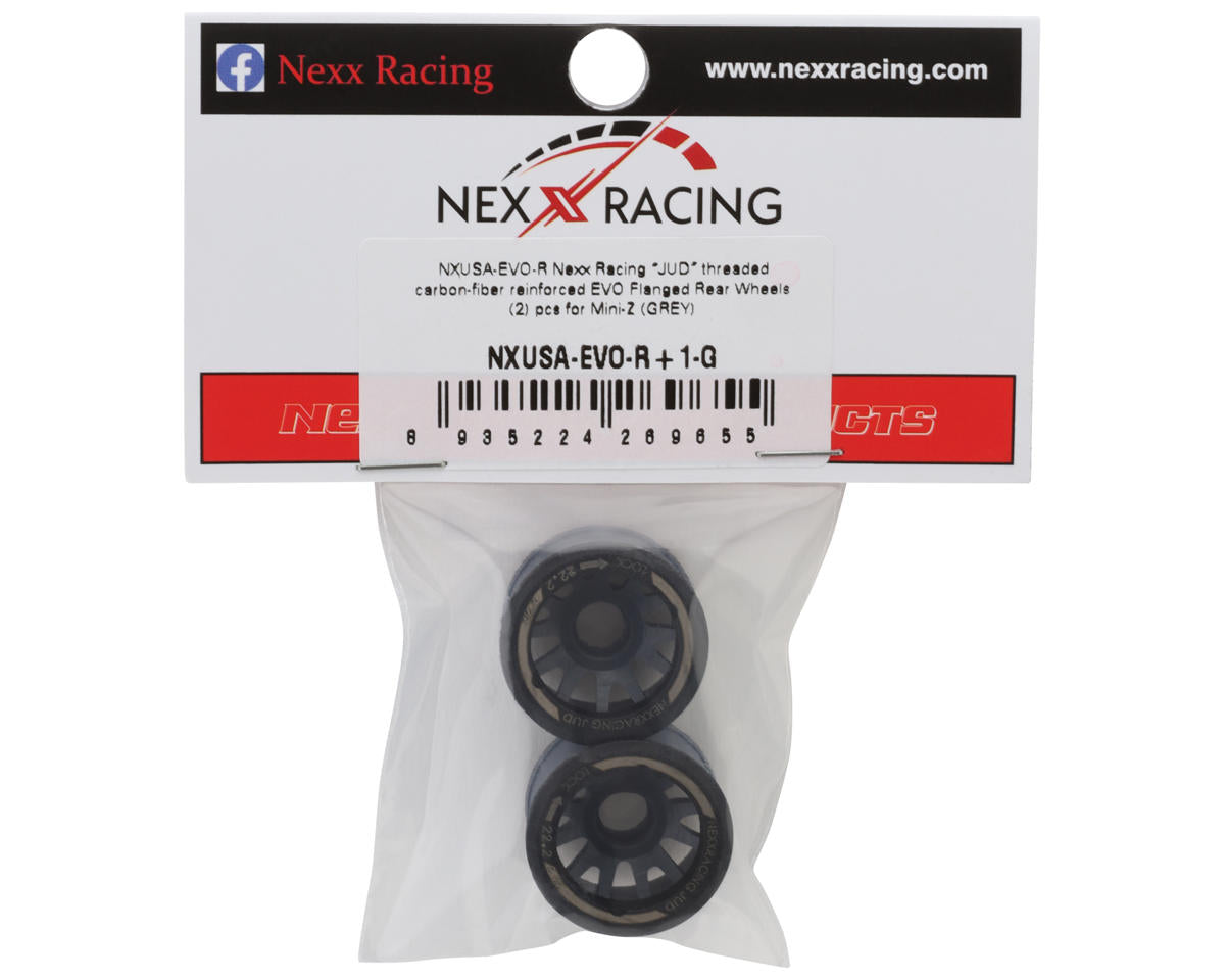 NEXX Racing Mini-Z RWD "JUD" EVO Rear Threaded Side-Wall Carbon Fiber Rims (1mm Offset) (Grey) (2)