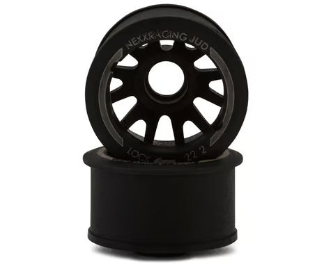 NEXX Racing Mini-Z "JUD" EVO Rear Threaded Side-Wall RWD Carbon-Fiber Rims (2mm Offset) (Black) (2)