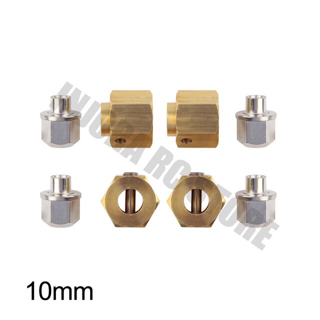 INJORA 4PCS 12mm Heavy Brass Wheel Hex Hub 10mm Extenders For Traxxas TRX4
