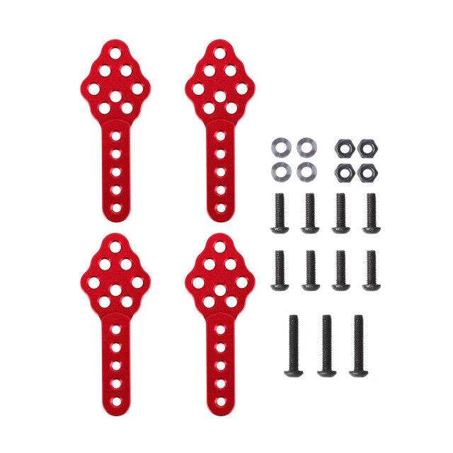 INJORA 4pcs CNC Metal Shock Absorber Mount Adjust Height Angle Stand For 1/10 RC Crawler (RED)