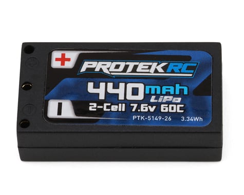ProTek RC 2S 60C Low IR 1/28 Hard Case LiPo (7.6v/440mah) w/2mm Bullets
