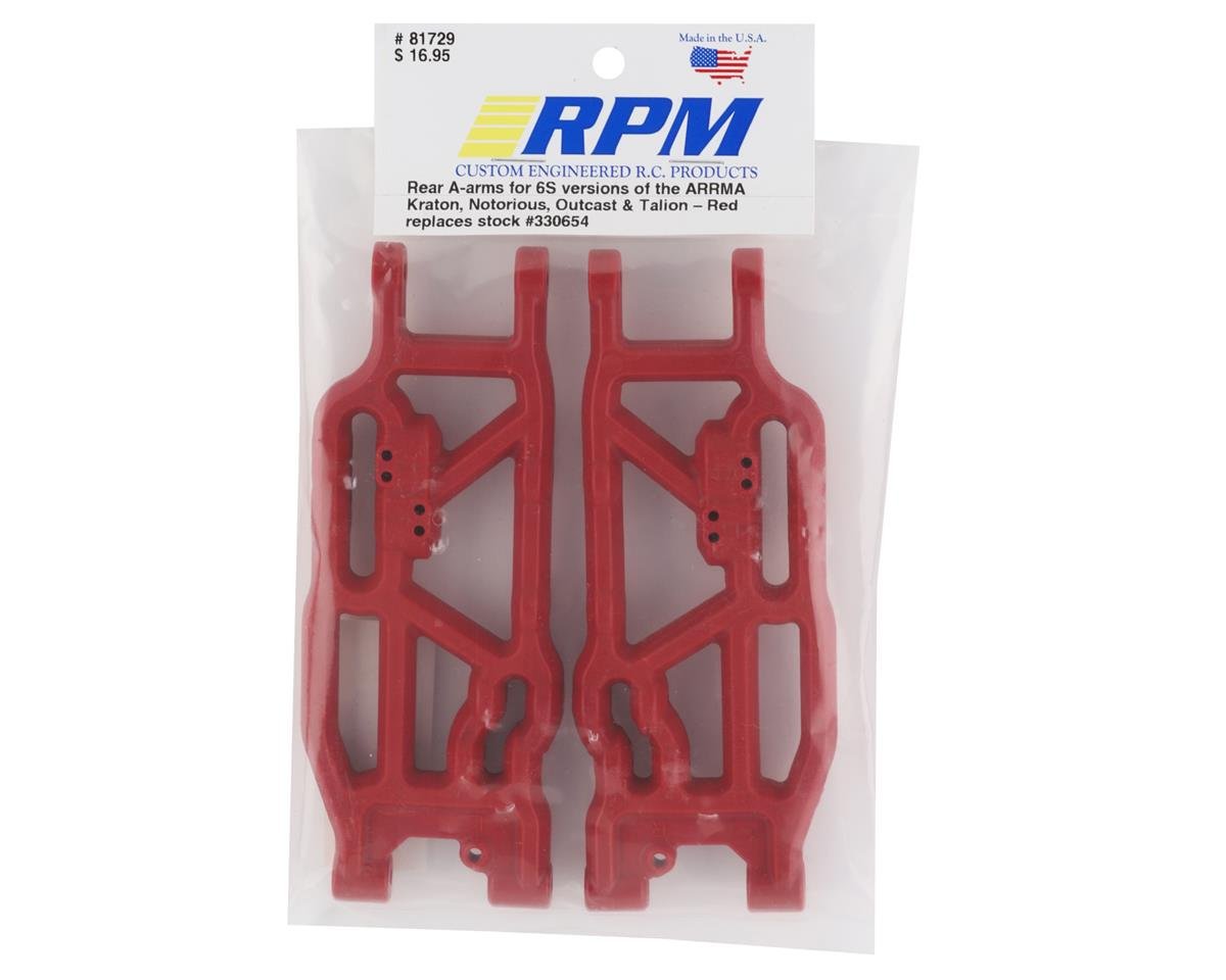 RPM Arrma Kraton/Outcast V5 6S Rear Suspension Arm Set (Red)