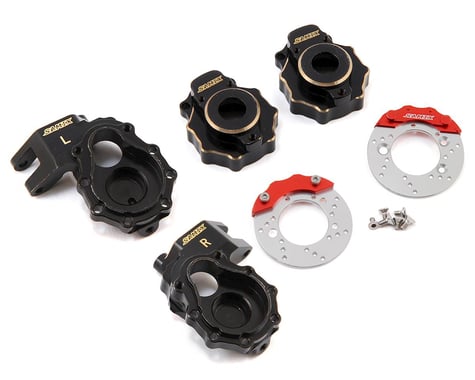 Samix Brass Steering Knuckles & Inner Portal Covers for Traxxas TRX-4 (2) (167g) w/Scale Brake Rotors