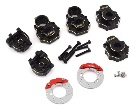 Samix Brass Rear Hub Carriers, Inner & Outer Portal Covers Set for Traxxas TRX-4 (188g) w/Scale Brake Rotors