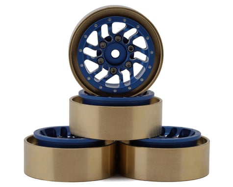 Samix Aluminum & Brass Adjustable Offset 1.0" Beadlock Wheels for Traxxas TRX-4M (Blue) (4) (35g)