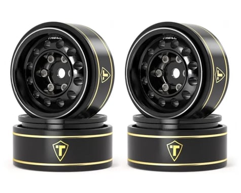 Treal Hobby Type K 1.0" 12-Hole Beadlock Classic Vintage Wagon Wheels (Black) (4) (28.9g ea)