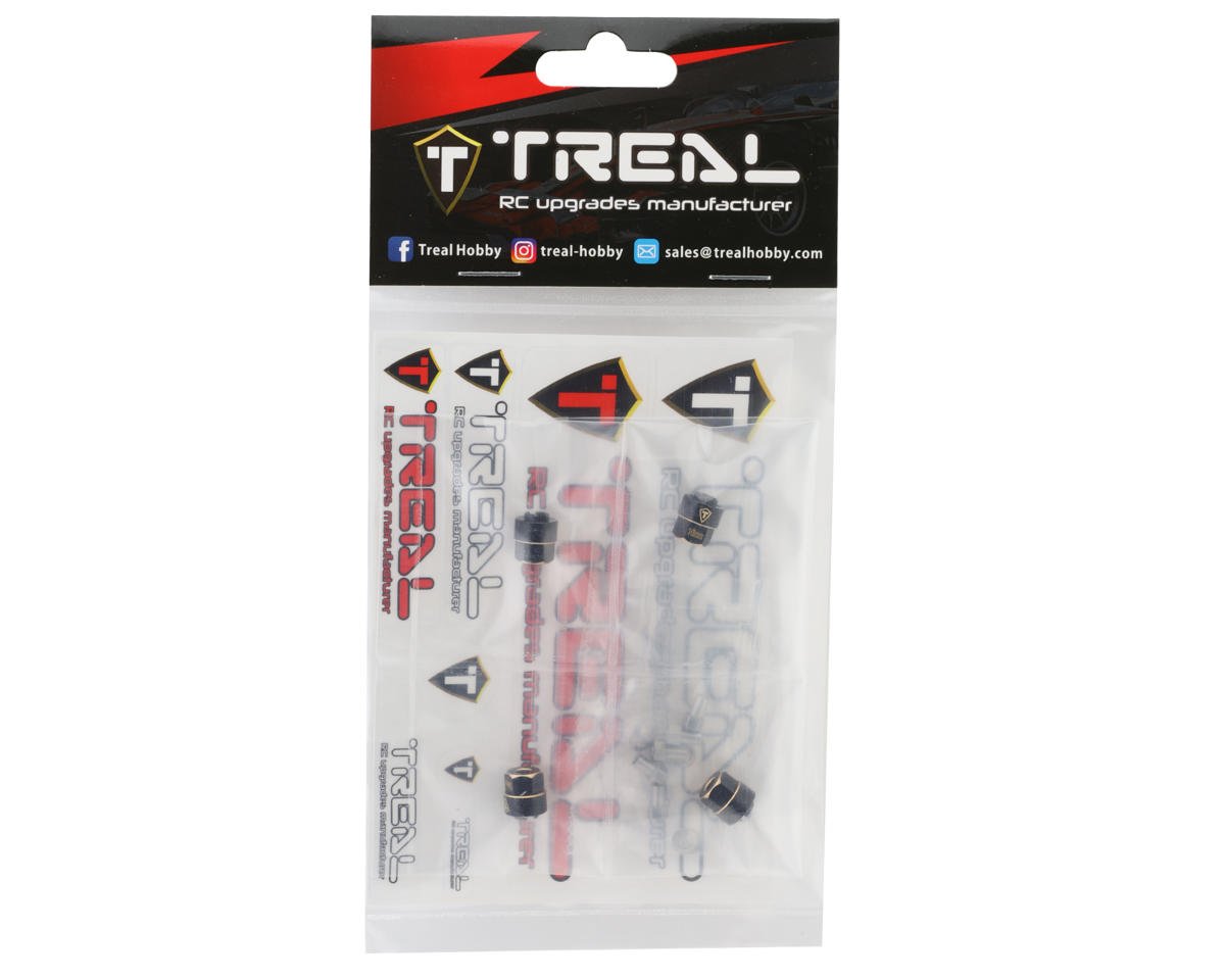 Treal Hobby Extended Brass Wheel Hub Hex for Traxxas TRX-4M (Black) (4) (3g) (+10mm Offset)
