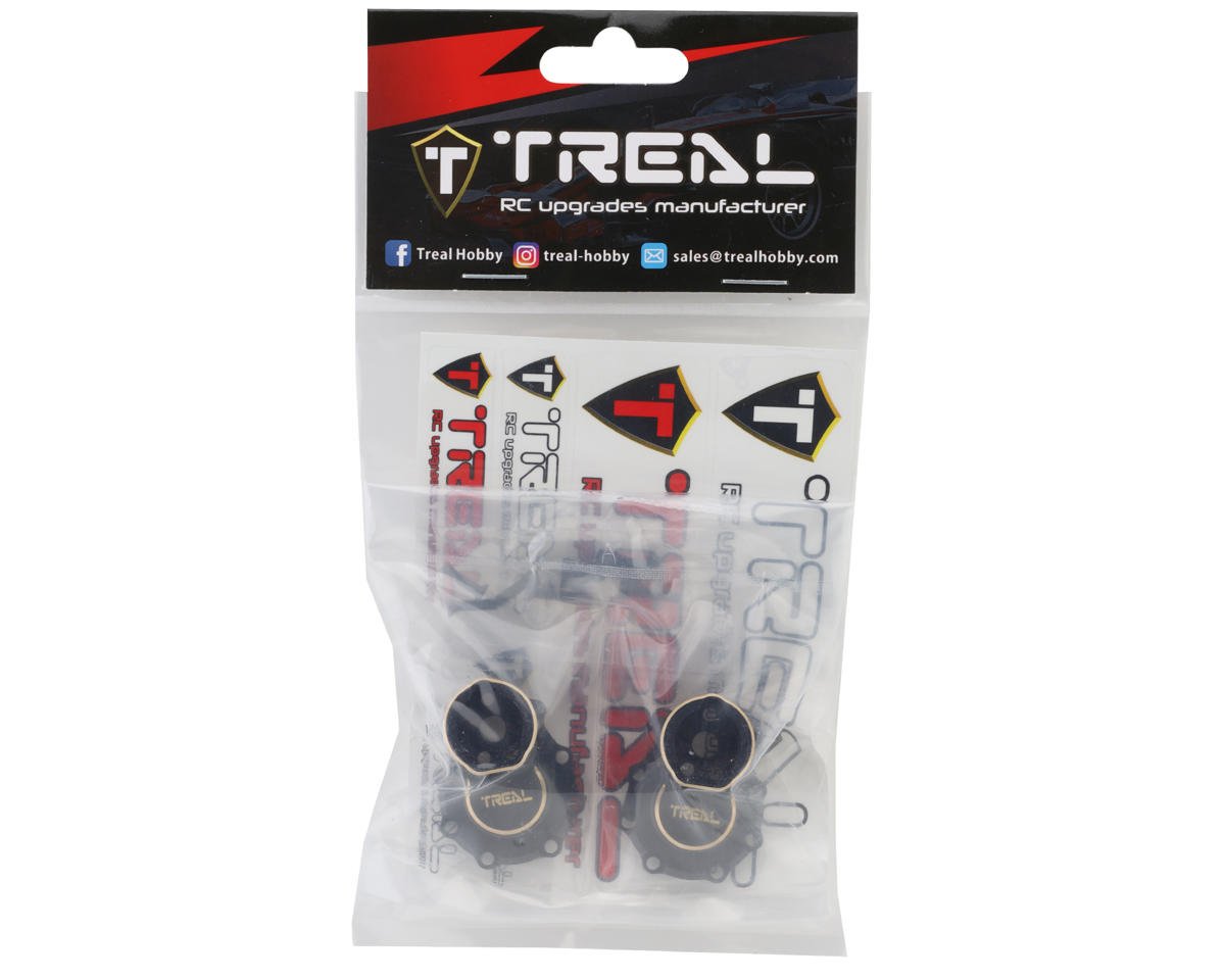Treal Hobby Brass Rear Inner Portal Housing Covers for Traxxas TRX-4 (Black) (2) (42.75g)