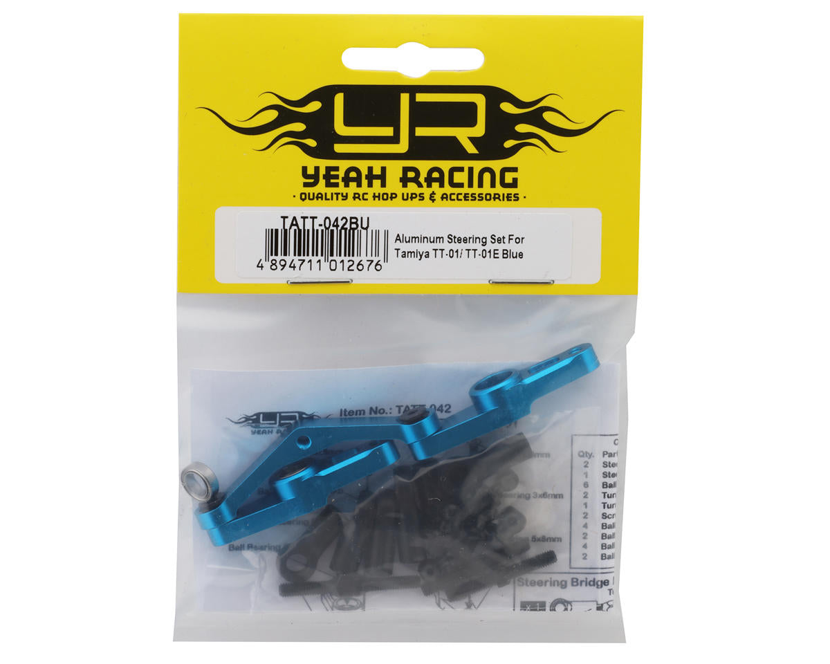 Yeah Racing Tamiya TT-01 Aluminum Steering Arm/Bellcrank Set (Blue)
