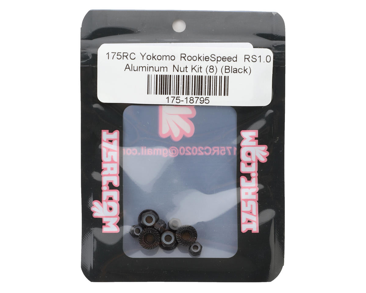 175RC Yokomo RookieSpeed RS1.0 Aluminum Nut Kit (Black) (8)